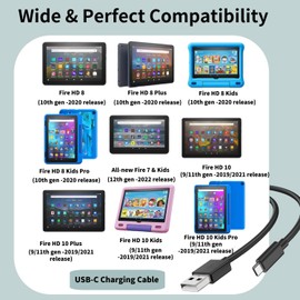 for Kindle Charger Cord Replacement, 6FT USB-C&Micro USB Fast Charger for Kindle Paperwhite/Fire/Oasis/Voyage/Kids Edition/DX/Scribe/Keyboard, Charger Set for All Kindle E-Readers and Fire Tablets