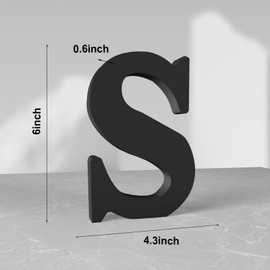 Aruatu 6 Inch Black Wood Letters for Wall Decor - Unfinished Decorative Standing Slices Sign Board Decoration for Craft Home Party Projects (S)