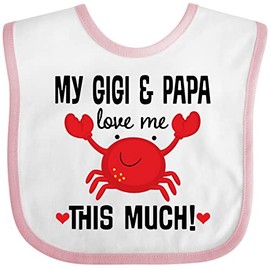 inktastic My Gigi and Papa Love Me Grandchild Baby Bib White and Pink 404e4