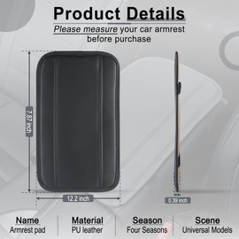 Amiss Car Center Console Pad, Universal Waterproof Car Armrest Seat Box Cover, PU Leather Auto Armrest Cover Protector，Vehicle Interior Accessories fits SUV/Truck/Car (Gray)