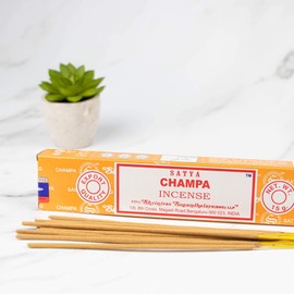 SATYA CHAMPA INCENSE STICKS (FULL BOX OF TWELVE 15g PACKS)