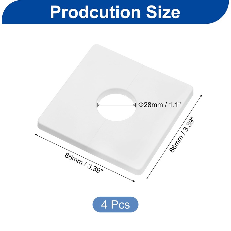 sourcing map 4Pcs ABS Plastics Square Shaped Escutcheon Plate, Wall