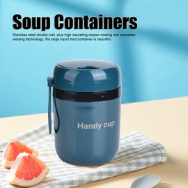 Insulated Soup Containers Children Sealed Breakfast Cup Office Workers Primary School Students Soup Cup (Fluorescent Blue)