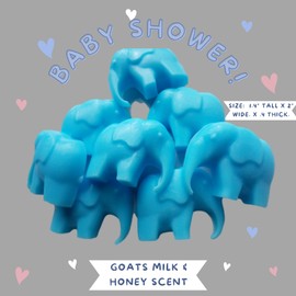 Elephant Soaps for Boy Baby Shower Favors or First Birthday Party Grab Bags Goats Milk Honey Scent Animal 20 Pack (blue)