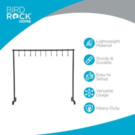 BIRDROCK HOME 10-Hook Christmas Stocking Holder Stand | Lightweight Iron Metal Freestanding Rack for Holiday Decor | Versatile Stocking & Ornament Hanger Display for Home, Floor & Living Room - Black