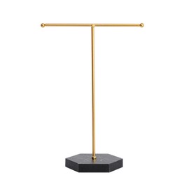 Marble T Shape Jewelry Holder, Metal T Shape Earring Display Stand Holder Jewelry Organizer for Necklaces Bracelet Earrings Ring