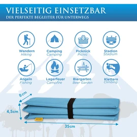Mister Mountain® Outdoor Insulated Seat Cushion, 31 x 35 x 1.2 cm, Easy to Fold & Washable, Thermal Cushion, Seat Pad with Bag, Seat Cushion for Protection against Cold, Damp, Dirt & Heat, Orange
