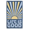 Life is Good. Retro Sunburst One Size Beach Towel, Smoky
