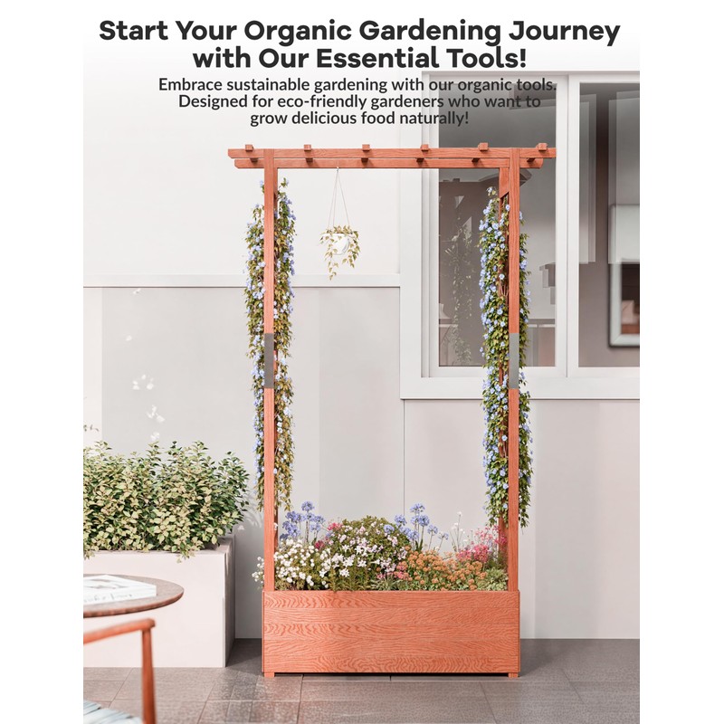 GarveeLife Raised Garden Bed with Trellis, 45 Inch Wood Planter