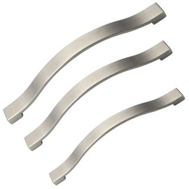 Decoranddecor Floria Bow-Style Polished Chrome Cabinet Handles – Kitchen Cupboard and Wardrobe Pulls for Drawers & Doors, Elegant Silver Furniture Handles - 192mm Hole Center, Brushed Chrome