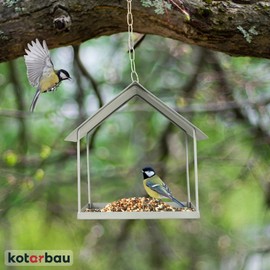KOTARBAU® Bird House for Hanging Bird Feeder for Birds Bird Feeder for Wild Birds Bird House Balcony Bird Feeder Bird Feeder Made of Grey Sheet Metal