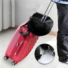 Muemigai Travel Pillows Stuffable with Clothes, Multifunctional U-Shaped Pillows That Can Be Expanded and Filled, Soft Velvet Travel Neck Pillow, and Foldable Airplane Pillow.(Black)