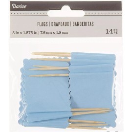 Darice 3X Wooden Flag Light Blue Cupcake Toppers Toothpick for Party, Set of 3 packs
