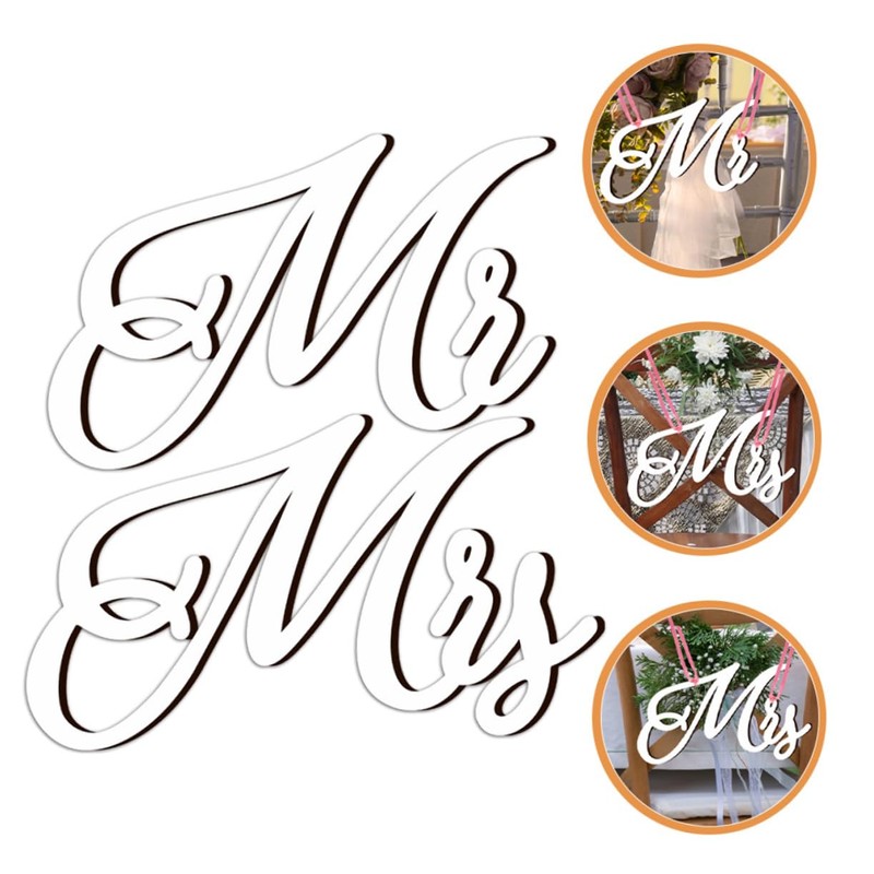 CORHAD Wedding Chair Back Sign Mr Mrs Decor Elegant Registry