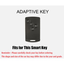 HIBEYO Key Fob Cover Compatible with Renault Clio Logan Megane Scenic Fluence Laguna Accessories Alloy Leather Key Shell Smart Remote Auto Key with Keychains-Long Keychian Gray