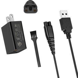 5V USB Fast Charger for Skull Shaver, Pitbull Silver/Platinum Pro, Palm, Micro Touch Solo, Brightup, Ufree, Freebird, Butterfly Kiss and Beast Clipper PRO Shaver Cordless Electric Trimmer