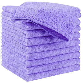 HIDMD Microfiber Cleaning Cloth, All-Purpose Microfiber Towels, Cleaning Rags Dish Cloths Super Absorbent Fast Drying Cleaning Cloths 30cm x 30cm 10Pack Purple