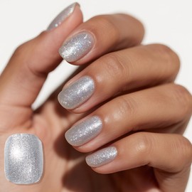 AHAMIOU 10ML Gel Nail Polish Glitter Holographic High Gloss Soak Off Gel Polish UV/LED Cure Easy Apply Non-Toxic Nail Art Manicure Salon DIY at Home for Women,Glitter Silver