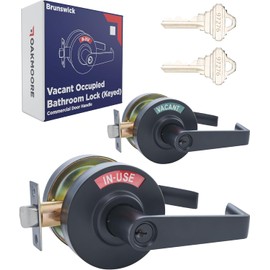 OAKMOORE Keyed Entry Commercial Door Handle | Heavy Duty Commercial Door Locks with Indicator | Restaurant, Store, Hospital, Warehouse | Locking Occupied Door Lever Lock with Ke (Black)