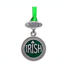 Heritage Pewter Irish 2024 Ornament | Graduation Gift | Hand-Sculpted Christmas Tree Ornament | Intricately Crafted Metal Pewter Alma Mater Inlay