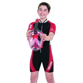 SEAC Youth Ciao Kid Shorty Wetsuit with Front Zipper, Black/Red, 5 YEARS