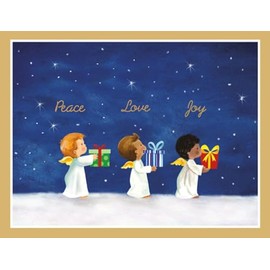 Caspari Boxed Christmas Cards, Baby Angels Bearing Gifts - 16 Cards (103224)