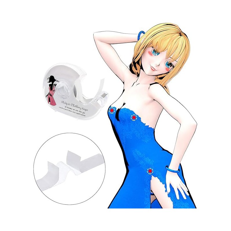 WEZCHUGHAOL Double-Sided Cloth Tape with Dispenser – 16.5 Ft Transparent