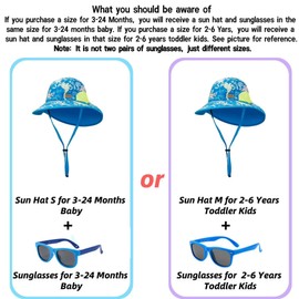 Toddler Kids Beach Hats Baby Girls Wide Brim Pink Sun Hat with Sunglasses, UPF 50+ Caps with Neck Flap (2-6T, Pink 1#)