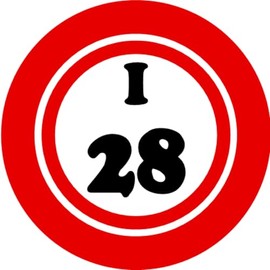 I 28 I28 Bingo Ball - 3 Pack Circle Stickers 3" x 3" - Hobby Number Board Lucky