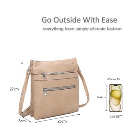 Women's Multi-pockets Slim Handbag Lighweight Sling Shoulder Crossbody Bag -NAVY