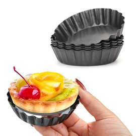 Cyimi Pack of 6 Tart Mould with Lifting Base, Tart Mould 8 cm / 3 Inch, Non-Stick Mini Quiche Mould, Tartelette Moulds for Home Baking, Baking Tool