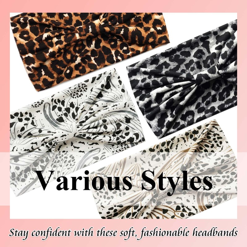 Wide Women's Head Bands Leopard Print Large Hair Band Boho