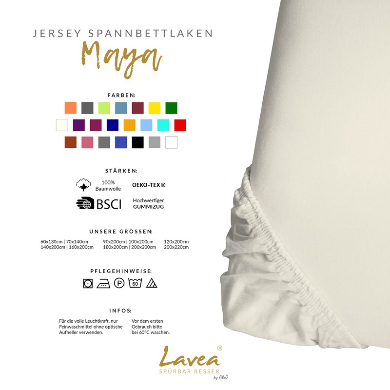Lavea Jersey Fitted Sheet, Maya Series, 100% Cotton, High-Quality Workmanship,