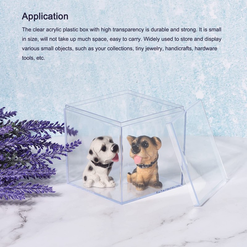 MECCANIXITY Clear Acrylic Plastic Storage Box Square Cube Display Case