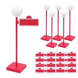 6 Pcs Street Sign Lamp Post Centerpiece Wooden Lamp Post with 24 Street Party Sign Stickers 3D Ball Shape Street Sign Props for Friends Birthday Party Supplies City Road Theme Party Decoration(Pink)