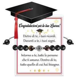 DPKOW Graduation Gifts for Him, Black Adjustable Bracelet with Compass and Graduation Card, Graduation Gadget for Men Boys