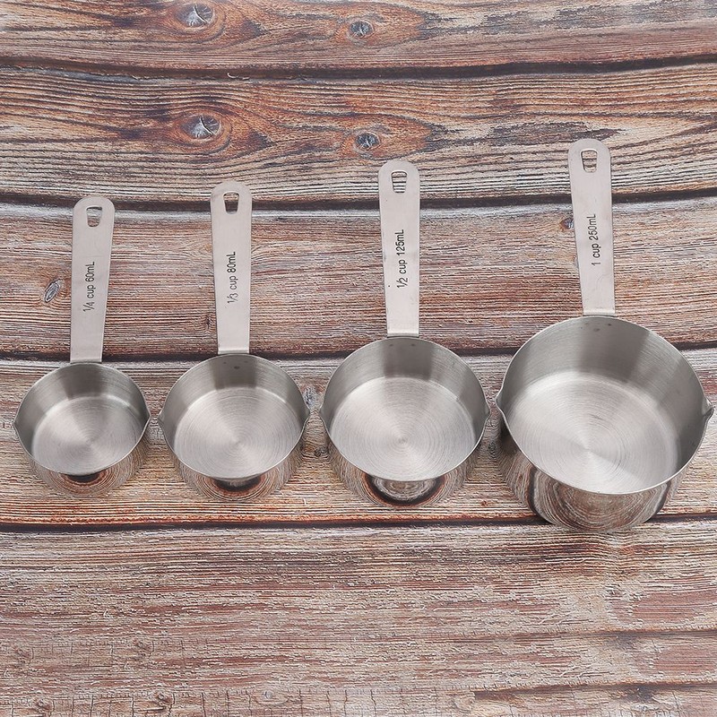 4Pcs/set Stainless Steel Measuring Cups Spoons Tableware Kitchen Baking Tools