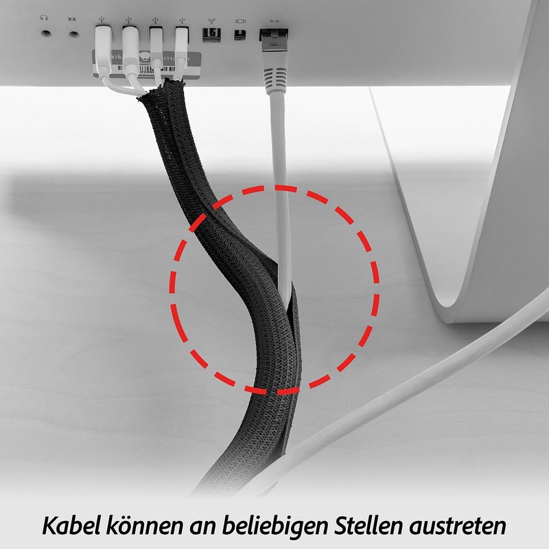 Callstel Cable Bundles: Set of 2 Self-Closing Woven Cable Sleeves,