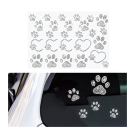 HZEL Bling Car Sticker, 4PCS Crystal Rheinstone Dog Paw Print Vehicle Decal, Cute Paw Diamond Automotive Bumper Window Laptops Emblem Decal Decoration Accessories, Universal for Most Cars