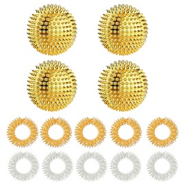 4 Stück Igelball Metall Akupressur Ball Mit 10 Stück Akupressur Massage Ring, Skill Ball Igelball Skill, Massageball Magnetisc Skills Borderline Set Für Stress Relief Oder Massage