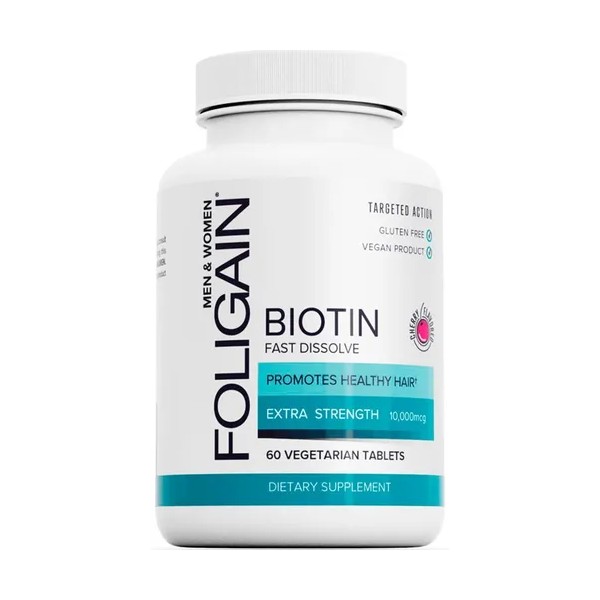 Foligain Biotina Para Engrosamiento Del Cabello 10,000mcg Rápida Disolución Sabor