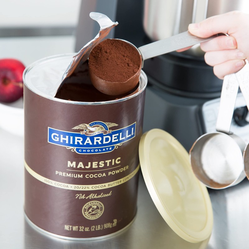 Ghirardelli Majestic Premium Cocoa Powder, 2 Pound Can with Ghirardelli