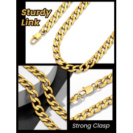 GOLDCHIC JEWELRY 9mm Chunky Gold Chain for Men, 18 inches Cuban Link Chains Necklace Stainless Steel