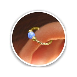 Cartilage Earring Hoop - 20G 14k Gold Filled helix piercing earring - Light Blue opal cartilage hoop jewelry, gold cartilage earring