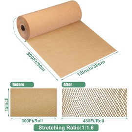 ASIJIA Honeycomb Packing Paper Wrap: 15"x200' Packing Paper Roll Bubble Cushioning Wrap for Moving Shipping Packaging Recyclable Eco Friendly Supplie