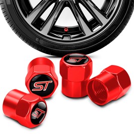 4Pcs ST Logo Metal Tire Valve Stem Caps with Rubber O-Rings – Fits Ford ST Models | Durable Metal Alloy, Corrosion-Resistant, Universal Fit for Cars, Trucks & Motorcycles | Enhances Wheel Aesthetics