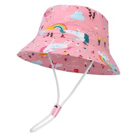 FveVqe Adjustable Chin Strap Girls Sun Hat, Sun Protection Sun Hat Kids, Foldable Kids Bucket Hat for Boys and Girls Outdoor Play and Summer Beach Travel