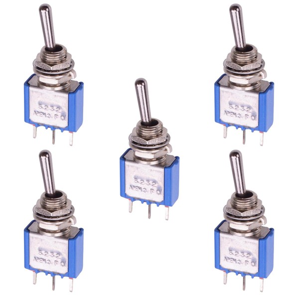 5 x 5232A APEM On-(On) Momentary 6.35mm Miniature Toggle Switch