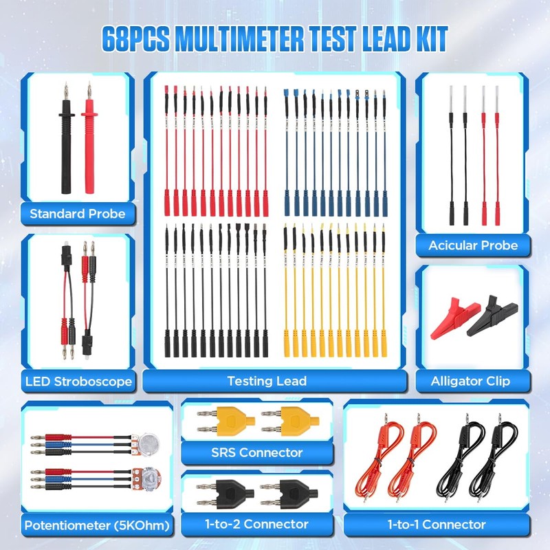 Multimeter Test Lead Kit Automotive 68PCS Back Probe Kit Multi