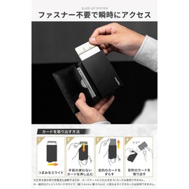 zepirion Cashless Optimized Credit Card Case, Anti-Skimming, Anti-Magnetic Sliding Aluminum PU Leather, Gray (Leather)